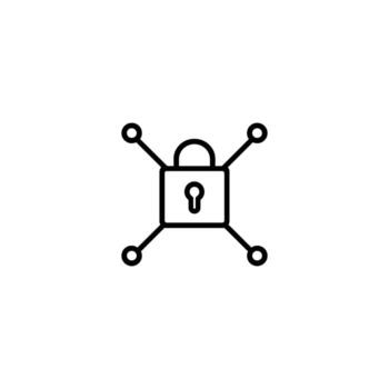Cyber Security Padlock With Nodes Icon vector