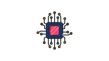 animerad ikon av en modern dator processor pommes frites fungera. idealisk för teknologi presentationer, dator vetenskap Handledningar, och pedagogisk videoklipp. video