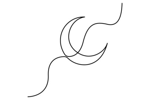 Modern moon line art drawing with clean minimal outline on white background vector