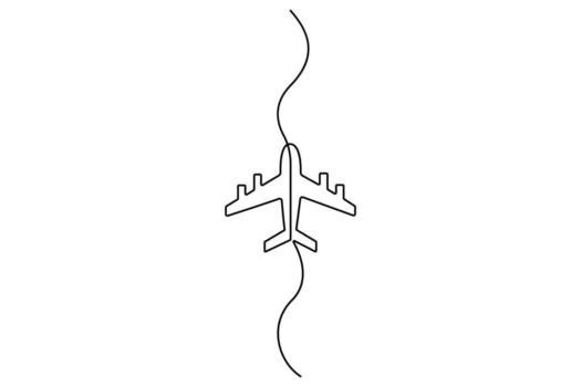 minimalista continuo línea dibujo de avión con blanco antecedentes ilustración vector