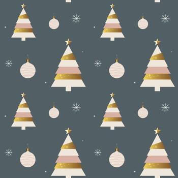 Christmas tree pattern with ornaments vector