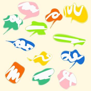 Set of speech bubbles with different shapes and colors illustration. vector