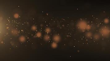 Abstract background of gold particles. Gold shiny background. gold dust and beautiful bokeh on a dark background, seamless loop video