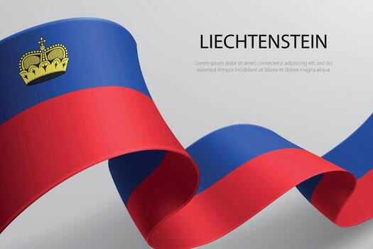 Liechtenstein Flag Waving Ribbon Design on Light Background vector