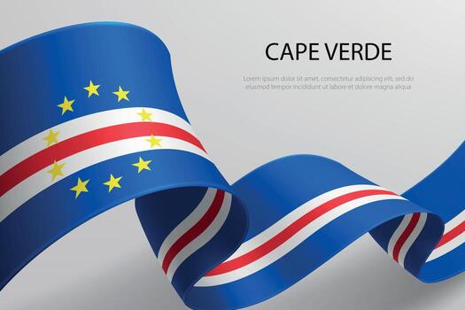 Cape Verde Flag Waving Ribbon Design on Light Background vector