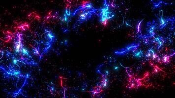 abstract digitaal dynamisch deeltje golven met licht beweging lichten, gegevens stromen, cyber technologie video