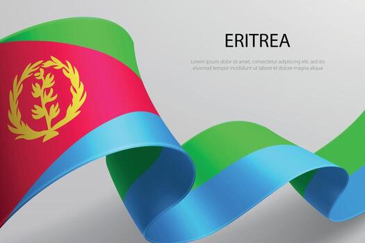 Eritrea Flag Waving Ribbon Design on Light Background vector