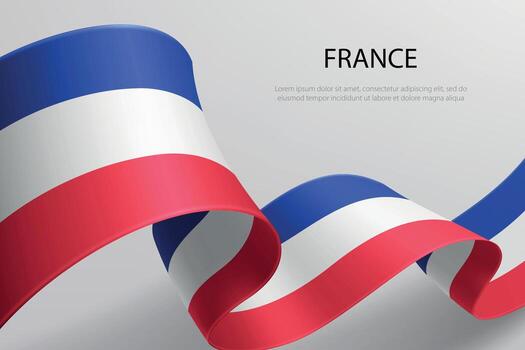 France Flag Waving Ribbon Design on Light Background vector