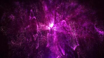 vibrerande lila Vinka partiklar virvlande i abstrakt Plats skapa en fascinerande dynamisk bakgrund. abstrakt trogen bakgrund av skön partiklar av poly och glitter. sömlös looping video