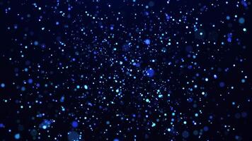 Blue abstract particle animation concept for birthdays and holidays. 4K background with bokeh effect and light particles on dark background. Animated frames with diffused light effect. video