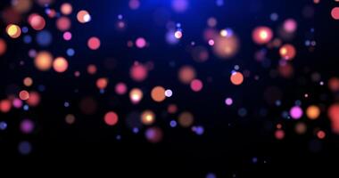 abstract elegant deeltjes animatie concept voor verjaardag en vakantie viering. 4k achtergrond met bokeh effect en licht deeltjes Aan donker achtergrond. animatie met diffuus licht effect. video