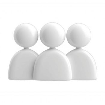 3d Three user use white abstract figures standing together, symbolizing teamwork and unity, isolated on a transparent background for versatile icon png