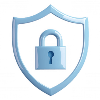 3d ikon ljus blå glansig hänglås inuti data skydda symboliserar en skydd och säkerhet, på en transparent bakgrund png