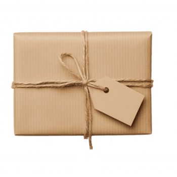 enkel brun återvunnet papper paket bunden med snöre och tom märka isolerat på transparent bakgrund, redo för din meddelande png