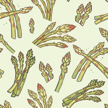 Seamless pattern featuring asparagus flowers with sharp, layered petals in vibrant yellow, green and orange gradients vector
