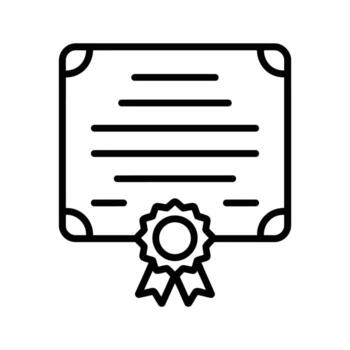Outline diploma features an ornate seal centered with lines, showing the design on white background vector