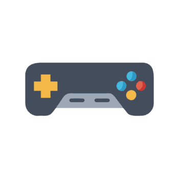 Dark gray game controller with colorful buttons isolated on a transparent background png