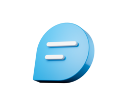 minimalista azul habla burbuja icono con dos blanco horizontal líneas texto. 3d ilustración png