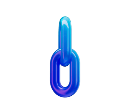 uma lustroso 3d azul cadeia ligação ícone com uma lustroso terminar, simbolizando conexão e unidade. 3d ilustração png