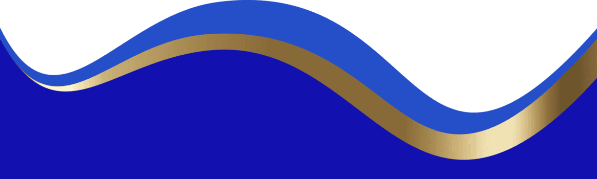 Header shape for design. Website border section. Abstract curved bottom with golden element. Separator blue wavy frames for webpage. Simple headlines for site and app interface. png