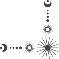 místico celestial frontera con Luna y estrellas adornos astrológico marco con espiritual elementos. divisor y fantasía esquina con esotérico astral decoraciones png