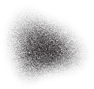 Grainy dotted gradient with noise texture. Wavy brushstroke with dust effect. Stipple splash and shadow. Fluid liquid random fade png