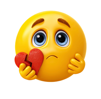 Sad Emoji Holding a Broken Heart on transparent background png