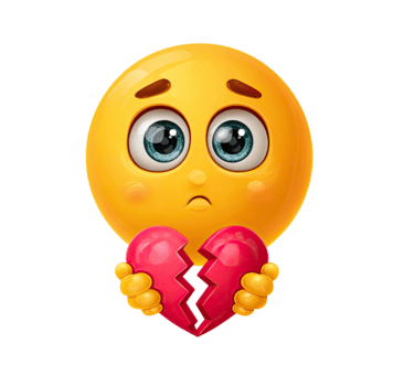 Sad Emoji Holding Broken Heart on Transparent Background sorrowful png
