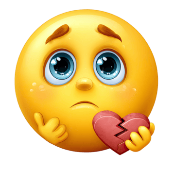 Sad Emoji Holding a Broken Heart in left hand png