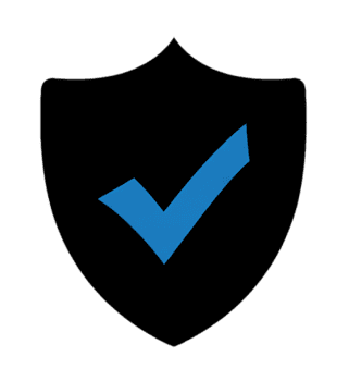 nero scudo con blu segno di spunta , verificata protezione simbolo, realistico trasparente sicurezza distintivo per ui disegno, informatica sicurezza concetto, autenticazione icona, fiducia indicatore grafico risorsa png