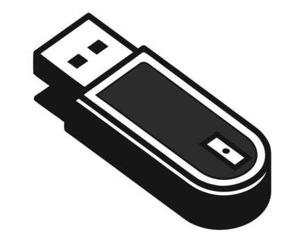 Monochrome illustration of a usb flash drive isolated on a white background with a simple design vector