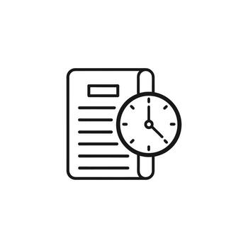 Document and clock icon isolated on white background vector