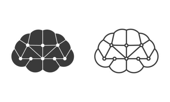 ai cerebro neural red tecnología icono conjunto vector