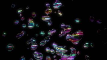 Dynamic Glowing Blob Pattern on Black.Abstract Neon Flowing Liquid Bubbles.Psychedelic Light Trails in Oily Droplets.Vibrant Colorful Streaks in Fluid Shapes. video