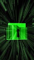 Rotating File Folder with Keyhole and Binary Code - Digital Data Concept video