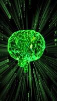 Rotating Brain and Binary Code in Background - AI, Artificial intelligence Concept video