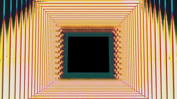 dinâmico geométrico portal abstrato quadrado túnel com pulsante luz e mudança cores video