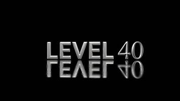LEVEL 40 Game Progress and Achievement Milestone, Virtual World Progression Level 40 Marked.Level 40 Accomplished Gaming Status Update.Contemporary Text Art Isolated Level 40.Advancing in Game Level video
