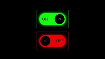 Animated Glowing On Off Toggle Switches Digital User Interface Elements for Power and Status Control, Green On and Red Off Buttons UI UX Design, Activation, Deactivation,Switch On and Off Functional video