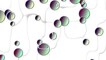 Dynamic Gradient Orbs Wavy Connections Abstract Digital Animation on White Background, Colorful Spheres Swirling Shapes on White Liquid Motion, Pastel Gradient Orbs with Curvy Strokes Playful Des video