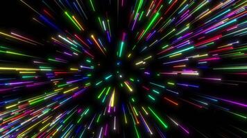 Colorful Light Speed Hyperspace Tunnel Effect.Vibrant Neon Streaks Exploding from Center.Abstract Warp Speed Light Trails Background.Dynamic Futuristic Outer Space Travel. video
