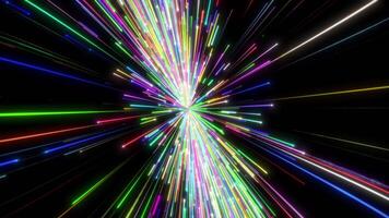 Dynamic Multicolored Neon Starburst Effect Vibrant Hyperspace Light Trails,Dynamic burst of colorful light rays, representing speed and innovation.Vibrant abstract light trails exploding from a centr video