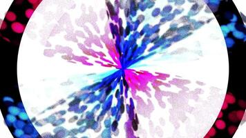 Vibrant Abstract Particle Burst Animation in Circular Frame on White Background Dynamic Motion Graphics, Colorful Pixels Exploding in Circular Frame Dynamic Motion,Abstract Radial Burst with Pink video