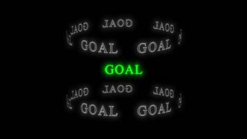 Dynamic 3D Neon GOALText Animation with Reflective Loop Effect on Black Background, Isolated Glowing GOAL Word Ambition, Achievement, Success Concept,Digital Glitch Effect with GOAL Sports, Strategy, video