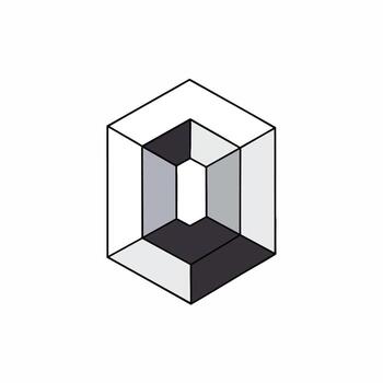 Isometric Cube with Internal Structure and Shaded Facets Geometric Design. vector