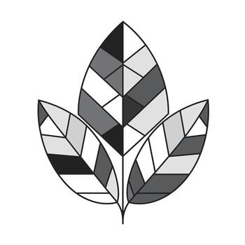 Leaf design with intricate geometric patterns vector