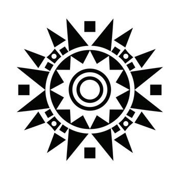 intrincado dibujos animados azteca modelo presentando agudo líneas y circular motivos vector