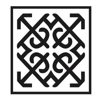 intrincado entrelazado modelo diseño exhibiendo simétrico elementos y agudo líneas vector