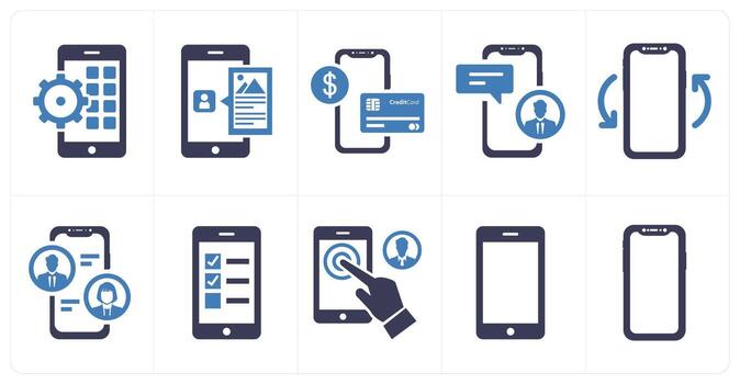 A set of 10 mix icons as app development, application, card payment in blue color vector