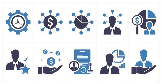 A set of 10 mix icons as allocation of resources, allocation of funds, allocation in blue color vector